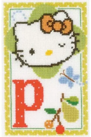 Vendita Finale kit ricamo a punto croce - Hello Kitty lettera P - Vervaco