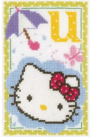 kit ricamo a punto croce - Hello kitty,lettera U - Vervaco Spedizione Espresso