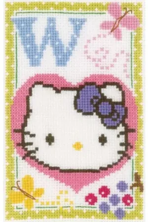 Popolare kit ricamo a punto croce - Hello kitty lettera W - Vervaco