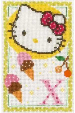 kit ricamo a punto croce - Hello kitty,lettera X - Vervaco Ultima Occasione