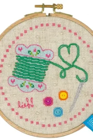 Kit per ricamo a punto croce con tamburo - Filo e ago - Vervaco Offerta Del Giorno