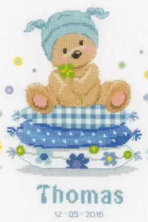 Offerta Limitata kit ricamo a punto croce - Orso sul guanciale - Vervaco