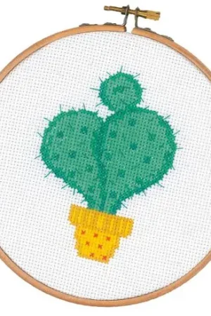 Kit per ricamo a punto croce con tamburo - Cactus I - Vervaco Occasione Imperdibile