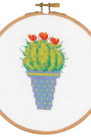 Kit per ricamo a punto croce con tamburo - Cactus II - Vervaco Spedizione Gratuita