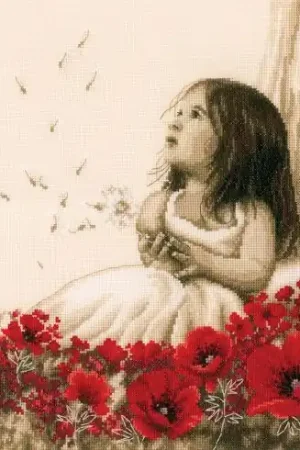 Compra Online kit ricamo a punto croce - Ragazza in un campo di papaveri - Vervaco
