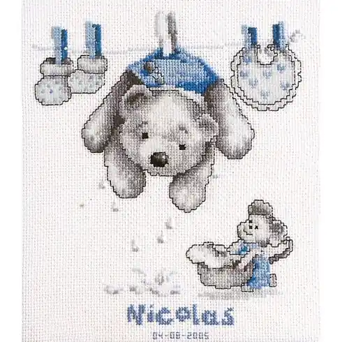 kit ricamo a punto croce - Nascita bucato - Vervaco Occasione