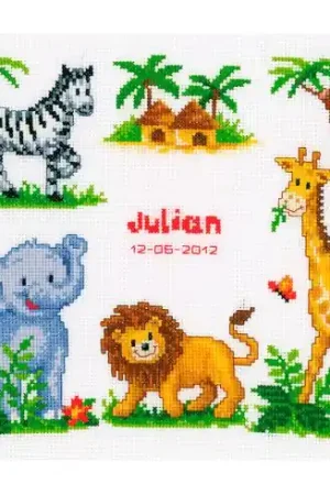 kit ricamo a punto croce - Animali safari - Vervaco Prezzo Scontato