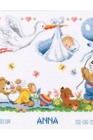 kit ricamo a punto croce - La cicogna - Vervaco Nuova Collezione