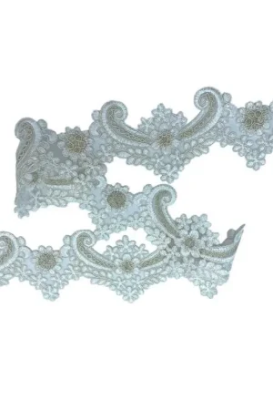 50 Cm Passamaneria Macramè Pizzo Bordo Smerlato Ritagliabile Bianco Latte Oro Lurex Alto 8 Cm Miglior Prezzo