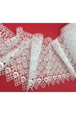 Passamaneria Pizzo Macramè Punta Multi Fiore Alto 19 Cm Spedizione Gratuita