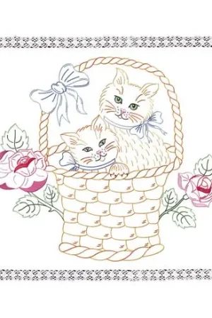 Kit di tovagliette da ricamo - I gatti - Luc Créations Prezzo Conveniente