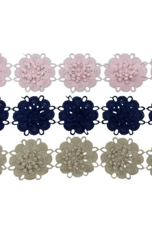 50 Cm Passamaneria Pizzo Macramè Merletto 7 Fiori Rialzato Ritagliabile Alto 65 Mm Quantità Limitata