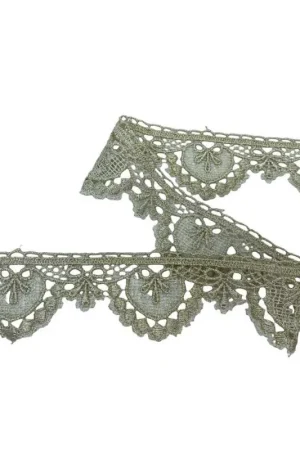 50 Cm Passamaneria Macramè Pizzo Bordo Punta Cuore Fiocco Smerlato Oro Chiaro Lurex Alto 5 Cm Popolare