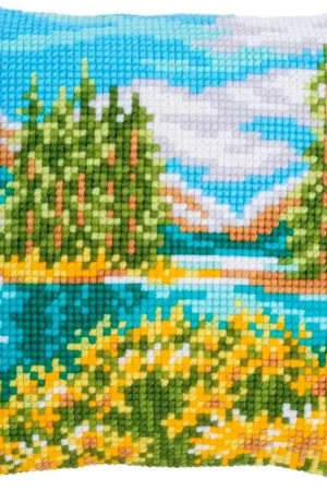 Scelto Dai Clienti Kit di Punto Croce Cuscino Paesaggio con Lago - Vervaco