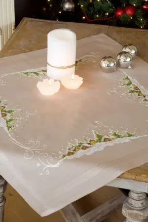 Kit tovaglia da ricamo - Villaggio invernale nella neve - Vervaco Promozione