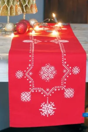 Ultima Occasione Kit runner da ricamare - Stelle bianche di Natale - Vervaco