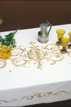 Tovaglia da ricamo - Punto croce ocra - Luc Créations Offerta Lampo