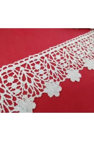 Saldi Passamaneria Merletto Pizzo Macramè Bianco Punta Fiore Rami Alto 6 Cm