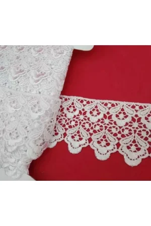 Passamaneria Pizzo Bianco Macramè Merletto Punta Fiore Alto 65 Mm Ultimissimo Modello