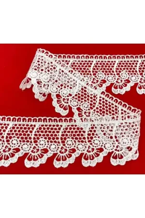 Vendita Finale Passamaneria Pizzo Macramè Merletto Punta Fiore Capovolto Alto 5 Cm