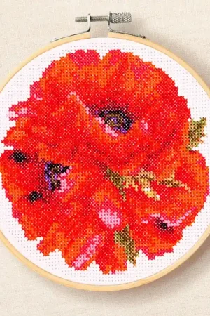 Kit di Punto Croce - Papaveri Rossi - DMC Pagamento Sicuro