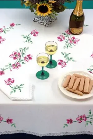 Tovaglia da ricamo - Rosa di macchia - Luc Créations Quantità Limitata