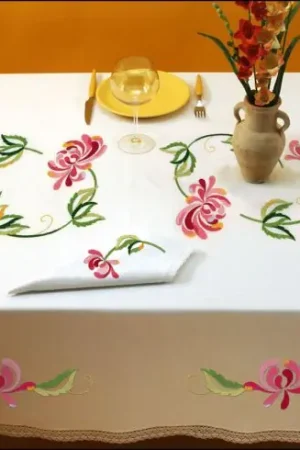 Tovaglia da ricamo - Dahlia  - Luc Créations Economico