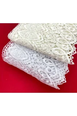 Passamaneria Pizzo Macramè Punta Smerlato Trifoglio Cuore Alto 15 Cm Promo Stagionale