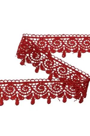 Pizzo Passamaneria Macramè Rosso Alto 4 Cm Ordina Subito