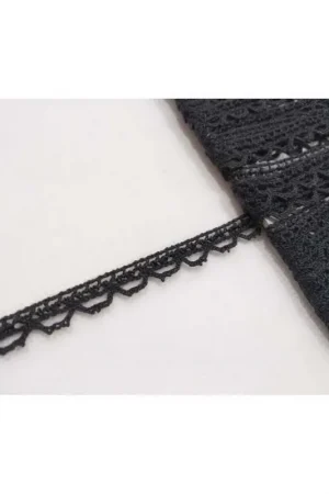 Vendita Finale Merlettino Nero Di Cotone Puntina Alta Cm 1