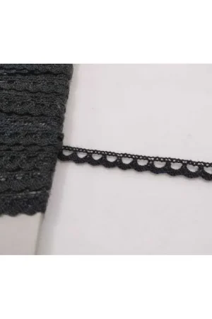 Spedizione Gratuita Merlettino Nero Di Cotone Puntina Alta Cm 0,5