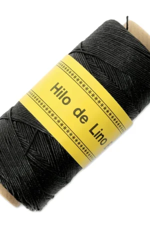 Fil de lin ciré pour bijoux micro macramé 0.7 mm couleur Noir n°2 x 100 g Direttamente Dal Produttore