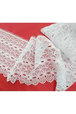 19,50 Mt Pizzo Macramè Bianco Disegno Archi Smerlato Alto 20 cm Promozione