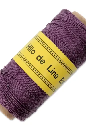 Spedizione Gratuita Fil de lin ciré pour bijoux micro macramé 0.7 mm couleur Prune n°15 x 100 g