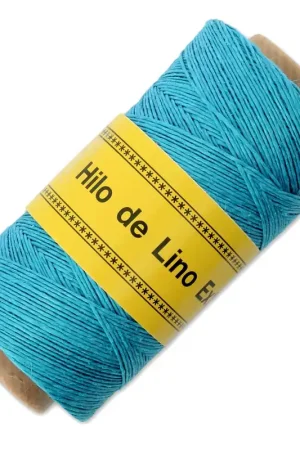 Fil de lin ciré pour bijoux micro macramé 0.7 mm couleur Turquoise n°18 x 100 g Prezzo Basso