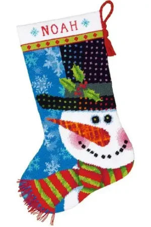 Spedizione Gratuita Kit calza di Natale da ricamare - Pupazzo di neve con la sciarpa - Dimensions