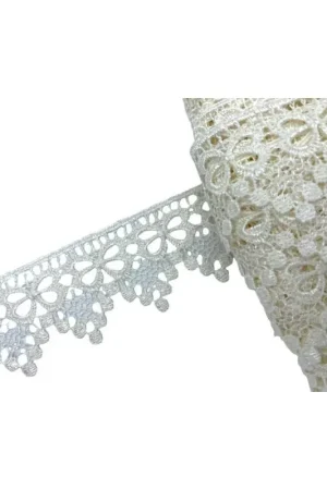 18,70 Mt Passamaneria Pizzo Macramè Fiocco Punta Altezza 4 Cm Solo Oggi