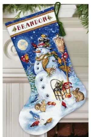 Saldi Kit calza di Natale da ricamare - Pupazzo di neve - Dimensions