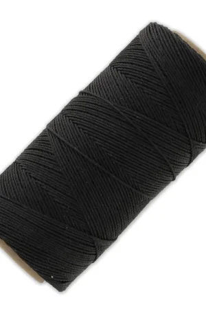 Spedizione Gratuita Bobine de fil ciré Linhasita pour micro macramé 0.75 mm - Black x228m
