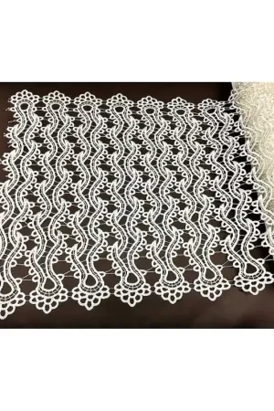 Saldi 50 cm Tendina modello tirolese con asola in macramè colore panna alta 60 cm