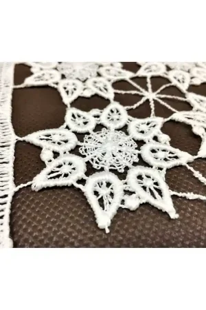 25 cm Macramè a metraggio ritagliabile disegno fiore stilizzato a 8 punte alto 60 cm Occasione