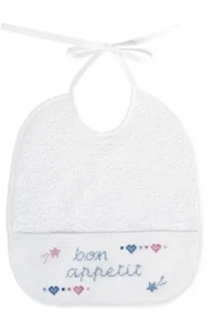 Consegna Rapida bavaglino da ricamo - Bavaglino 6 mese - Bianco - DMC