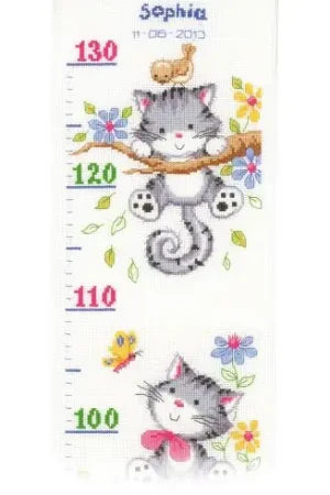 Kit di metri crescita da ricamo - Gattini che giocano - Vervaco Prezzo Conveniente