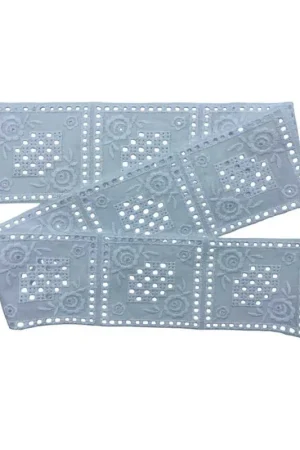 Subito Disponibile Passamaneria Pizzo Sangallo Bianco Piastrella Quadrato Disegno Fiore Alto 7 Cm