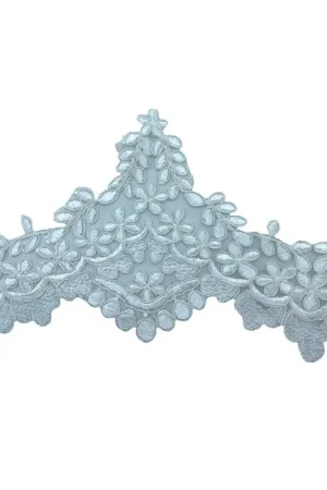 Sconto Passamaneria Tulle Pizzo Rebrodè Smerlo Punta Sposa Bianco Latte Fiorellino Alto 11,5 Cm