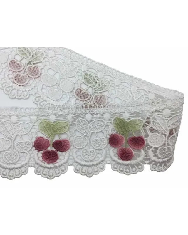 Merletto Macramè Punta Bianco Ciliegia Alto Cm 11 Non Perdere