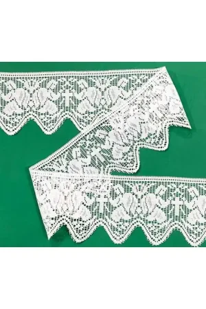 Passamaneria Pizzo Tulle Merletto Punta Sacro Panna Ricamo Angeli Croce Alto 8,5 Cm Direttamente Dal Produttore