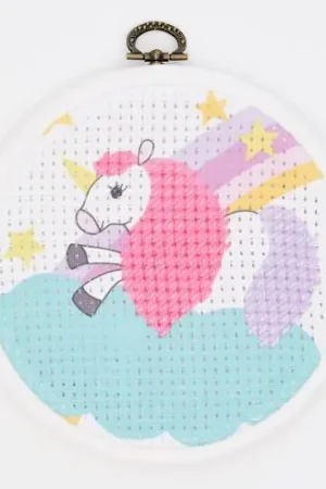 Kit di ricamo a punto croce per bambini con tamburo - Il liocorno - DMC Offerta