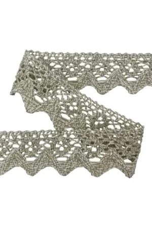 Passamaneria Pizzo Merletto Punta Beige Cotone Bollito Smerlo Alto 4 Cm Popolare