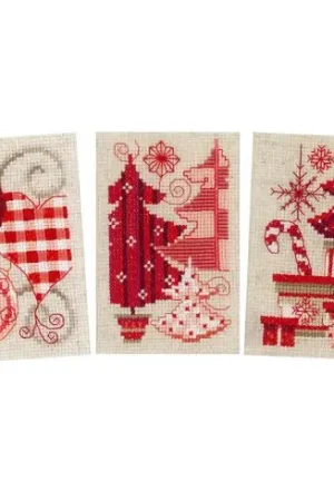 Kit bigliettini da ricamare - 3 Biglietto di motivi natalizi - Vervaco Promozione